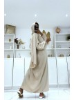 Abaya beige avec voile intégré pas chère couleur vitaminée - 4