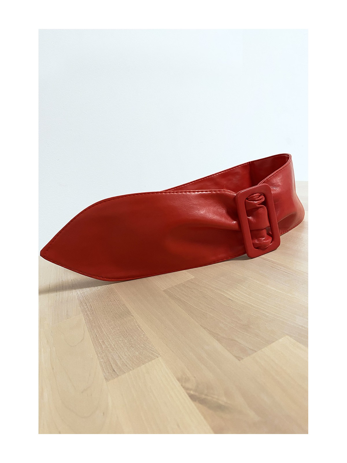 Ceinture rouge avec boucle rectangle - 2