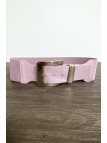 Grosse ceinture lila avec boucle argenté et élastique à la taille - 4