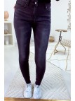 Jeans slim noir basic délavé et très extensible A1002 - 3
