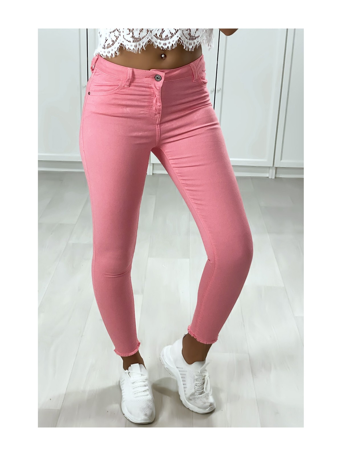 Jeans slim rose avec poches - 3