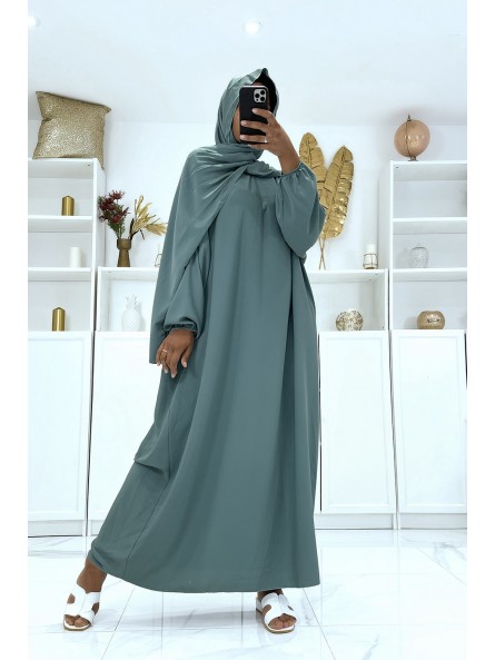 Abaya verte avec voile intégré pas chère couleur vitaminée - 2
