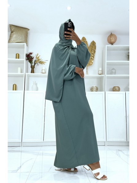 Abaya verte avec voile intégré pas chère couleur vitaminée - 3