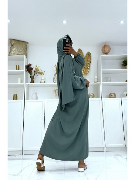 Abaya verte avec voile intégré pas chère couleur vitaminée - 5