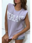 Tee-shirt sans manches lila avec épaulettes, écriture "everlast" - 2