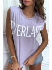 Tee-shirt sans manches lila avec épaulettes, écriture "everlast" - 3
