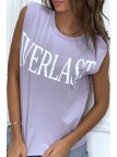 Tee-shirt sans manches lila avec épaulettes, écriture "everlast" - 4