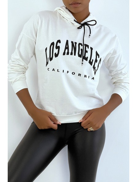 Sweat à capuche blanc avec écriture LOS ANGELES CALIFORNIA - 3