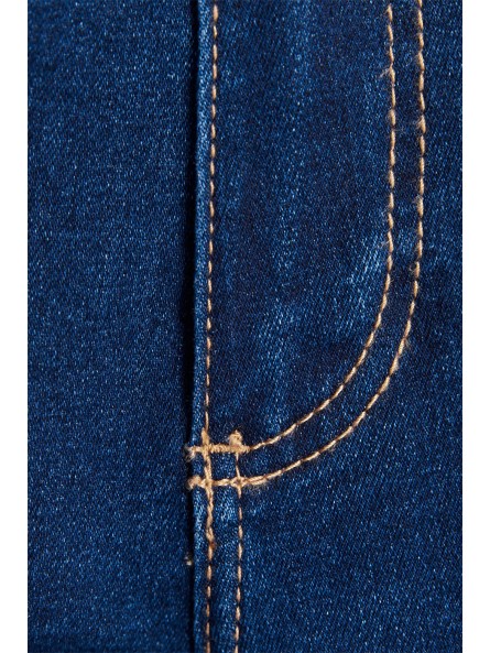 Pantalon jeans slim bleu marine avec poches arrières - 1