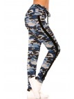 Pantalon jogging militaire bleu avec poches et bandes noires. Enleg 9-104A. - 7