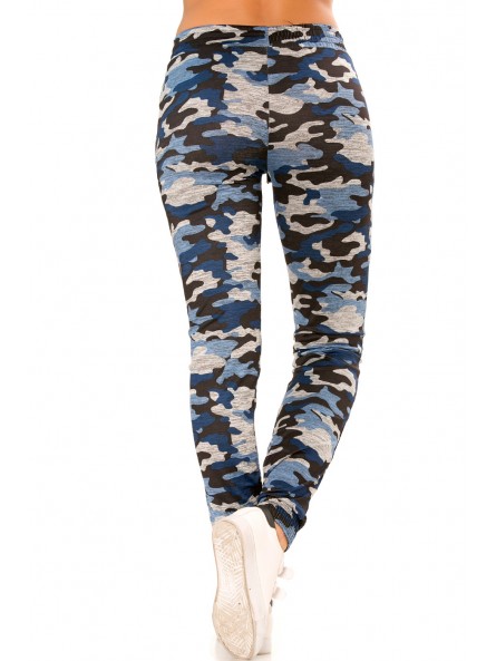 Pantalon jogging militaire bleu avec poches et bandes noires. Enleg 9-104A. - 9