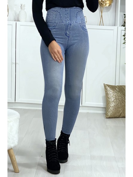Leggings minceur taille haute effet jeans - 2
