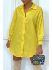 Robe chemise jaune asymétrique en coton - 2