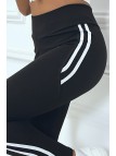 Legging fitness noir avec bandes blanches - 5