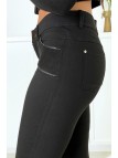 Pantalon slim noir en strech avec zip et suédine à l'avant - 6