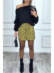 Mini jupe droite zebré moutarde - 4