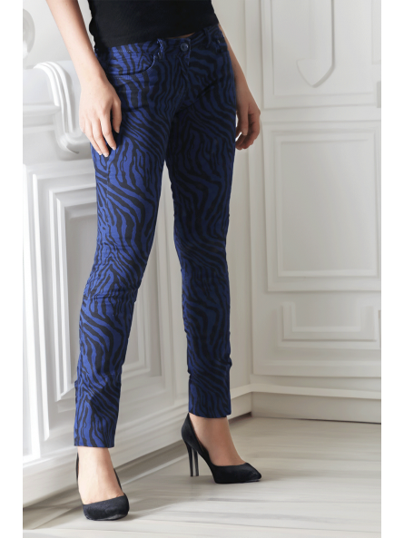 Pantalon Jeans bleu nuit extensible avec poche et motif noir S1317I - 2