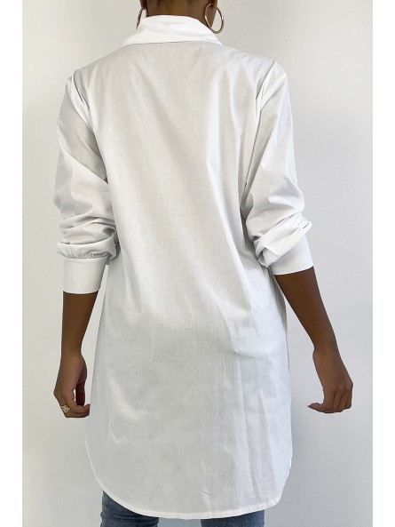 Longue chemise blanche très tendance en coton - 6