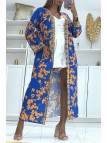 Sublime kimono en soie avec motif royal et orange - 2