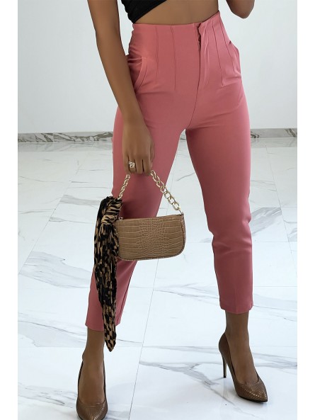 Pantalon à pinces rose style tailleur très chic - 2