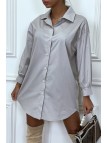 Robe chemise grise asymétrique en coton - 2