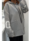 Gilet gris avec des manches en tricot - 3