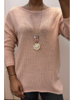 Robe pull rose avec collier - 1