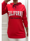 Sweat à capuche rouge avec écriture CALIFORNIA - 1