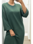 Longue robe pull over size col rond vert  - 1