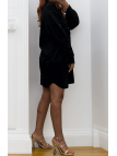 Robe chemise noir côtelé - 1