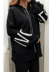 Gilet noir avec des manches en tricot - 1