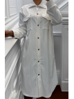 Longue robe côtelé blanc effet velours - 1
