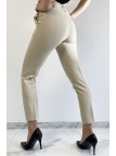 Pantalon slim beige avec poches style working girl - 2