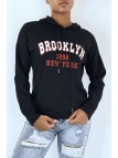 Sweat à capuche noir avec écriture BROOKLYN 898 NEW YORK - 5