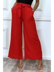 Pantalon palazzo rouge ceinturé, très tendance - 1