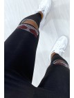 Legging noir en coton avec ouvertures et strass aux genoux - 4