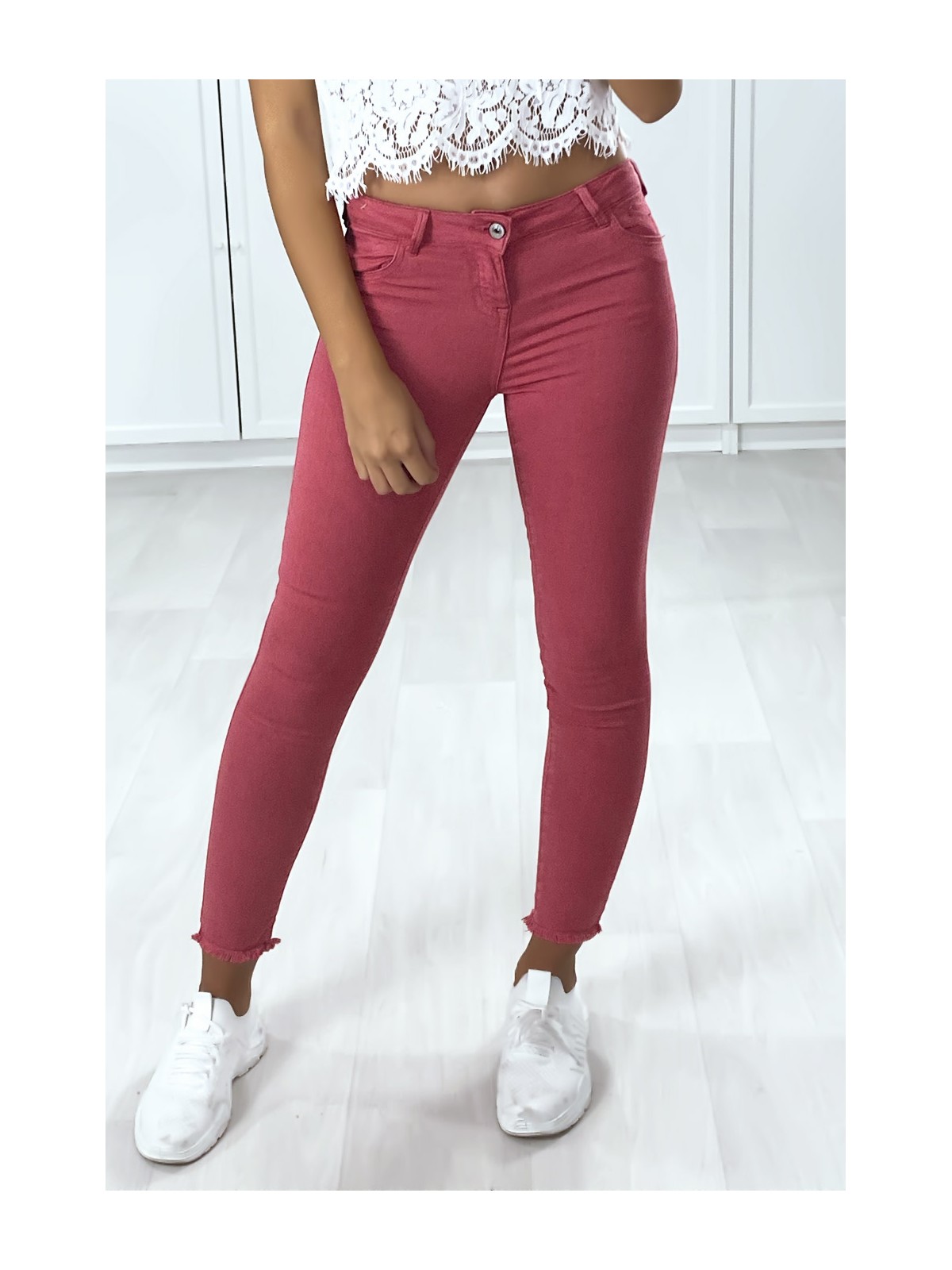 Jeans slim fuchsia avec poches - 4