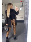Pantalon Jeans Camel extensible avec poche et motif noir - S1317F - 1