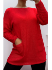 Robe tunique rouge en maille - 2