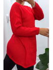 Robe tunique rouge en maille - 3