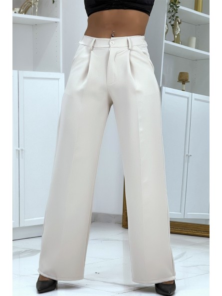 Pantalon tailleur évasé beige - 5