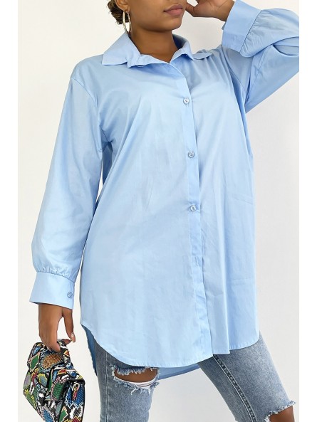 Longue chemise turquoise très tendance en coton - 2