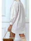Robe chemise beige asymétrique en coton - 4