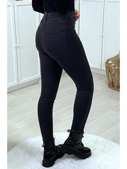 Jeans slim anthracite taille haute - 5