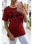 Tee-shirt long rouge en coton avec écriture Madame Je-Sais-Tout - 2
