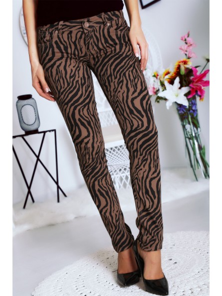 Pantalon Jeans Taupe avec ces motifs tendances Noir - S1317G - 8