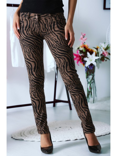Pantalon Jeans Taupe avec ces motifs tendances Noir - S1317G - 9