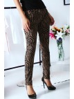 Pantalon Jeans Taupe avec ces motifs tendances Noir - S1317G - 10