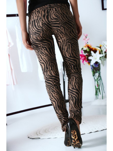 Pantalon Jeans Taupe avec ces motifs tendances Noir - S1317G - 12