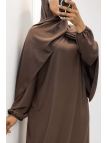Abaya choco claire avec voile intégré couleur vitaminée - 6